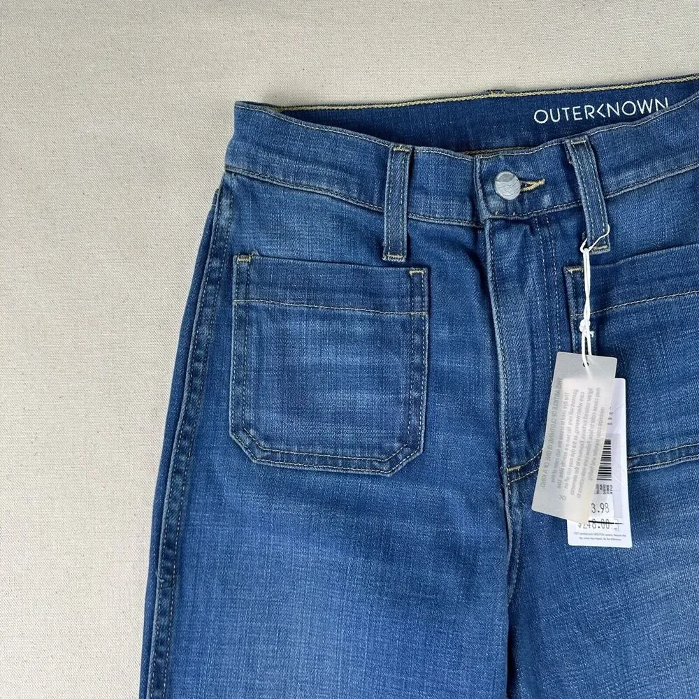 Outerknown Paramour Flare SEA Jeans Women’s 24 Blue High Rise Denim Stretch Pant